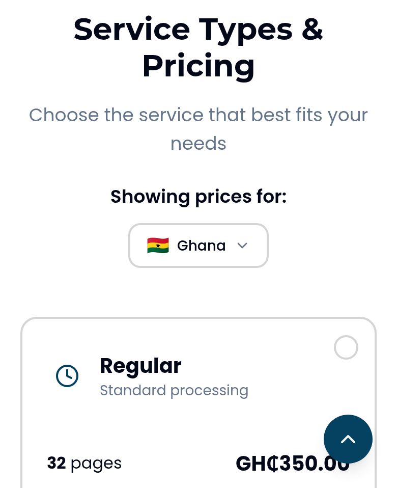 The official pricing section